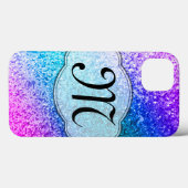 Bling Glitter Girly Roze Paarse Monogram IPAD Case (Achterkant (horizontaal))