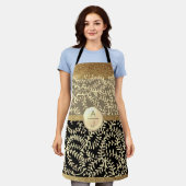 Bling Glitter Goud en Zwarte Initialen Schort (Gedragen)