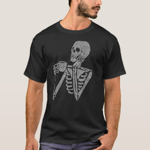 Bling Gothic Rhinestone Skull Skeleton Drink Coff T-shirt
