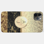 Bling Gouden Glitters en Zwarte Initialen Case-Mate iPhone Case (Achterkant (horizontaal))