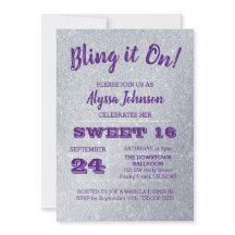 Bling het op Silver Sparkles Paarse Sweet 16