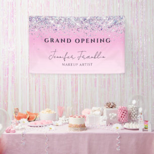 Bling Holografische Glitter Grote Opening Roze Spandoek