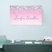 Bling Holografische Glitter Schrift Roze Spandoek (Beurs)