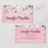 Bling Holographic Glitter Makeup Artist Pink Visitekaartje (Voorkant / Achterkant)