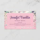 Bling Holographic Glitter Makeup Artist Pink Visitekaartje (Achterkant)