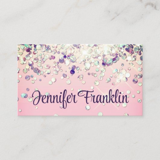 Bling Holographic Glitter Makeup Artist Pink Visitekaartje (Voorkant)