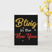 Bling In The New Year Shirt _ Nieuwjaarsdag Kaart (Gele Bloem)