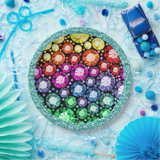 Bling Jewel Afbeeldingen Feestartikelen Papieren Bordje (Feest)