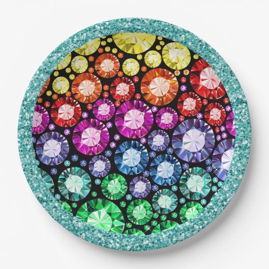 Bling Jewel Afbeeldingen Feestartikelen Papieren Bordje (Voorkant)