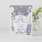 Bling Jewel Bloemen Baby Douche Uitnodigingen (Staand voorkant)