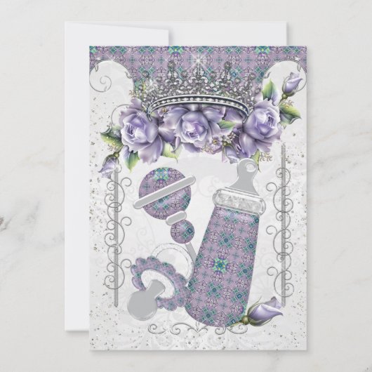 Bling Jewel Bloemen Baby Douche Uitnodigingen (Achterkant)