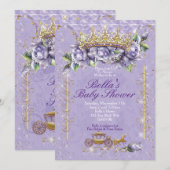 Bling Jewel Floral Baby Shower Invitaties Kaart (Voorkant / Achterkant)