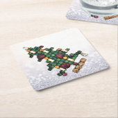 Bling kerstboom Glitter Kartonnen Onderzetters (Schuin)