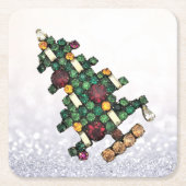 Bling kerstboom Glitter Kartonnen Onderzetters (Voorkant)