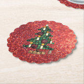 Bling kerstboom Glitter Kartonnen Onderzetters (Gekanteld)