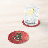 Bling kerstboom Glitter Kartonnen Onderzetters (Insitu)