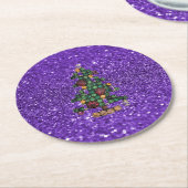 Bling kerstboom Paars Onderzetter Glitter Paper (Gebogen)