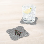Bling kerstboom Silver Glitter Paper Onderzetter (Insitu)