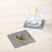 Bling Kerstmis Holly Berry Leaf Silver Glitter Kartonnen Onderzetters (Insitu)