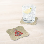 Bling Kerstroodboom Glitter Kartonnen Onderzetters (Insitu)