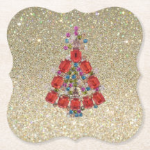 Bling Kerstroodboom Glitter