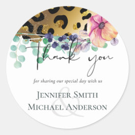 Bling Meisjesachtige Glam Luipaardprint Roze Goud  Ronde Sticker