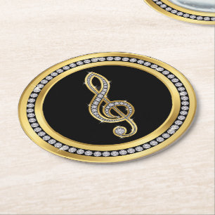 Bling Musical Note Ronde Kartonnen Onderzetter