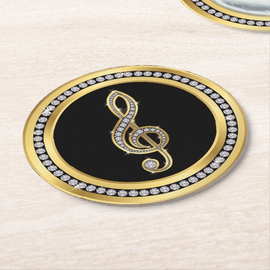 Bling Musical Note Ronde Kartonnen Onderzetter (Gebogen)
