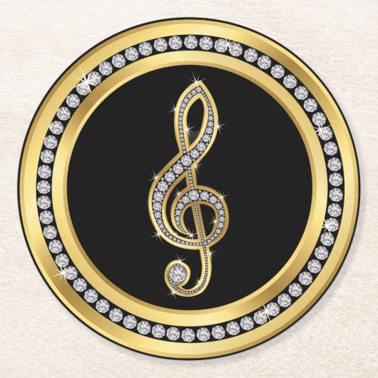 Bling Musical Note Ronde Kartonnen Onderzetter (Voorkant)