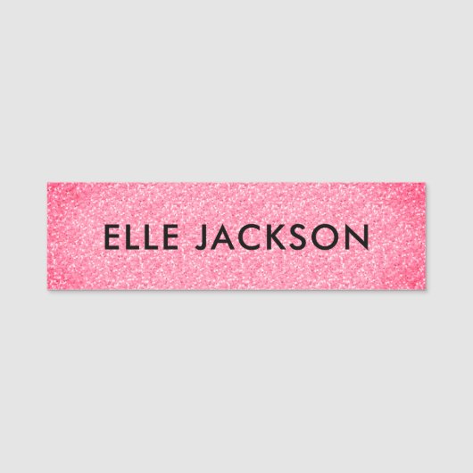 Bling Name Tag Roze Glitter (Voorkant)