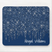 Bling op blauw met naam muismat (Voorkant)