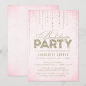 Bling Pink & Gold Glitter Bachelorette Party Kaart (Voorkant / Achterkant)