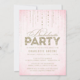 Bling Pink & Gold Glitter Bachelorette Party Kaart