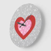 Bling Pink Love Heart Grote Klok (Hoek)