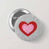 Bling Pink Love Heart Ronde Button 5,7 Cm (Voorkant /achterkant)