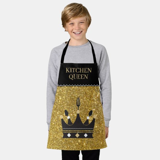 Bling! Queen of Kitchen All-Over Print Apron Schort (Gedragen)