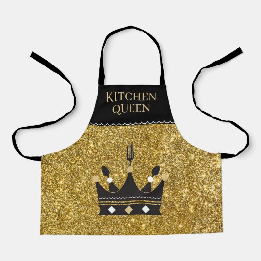 Bling! Queen of Kitchen All-Over Print Apron Schort (Voorkant)