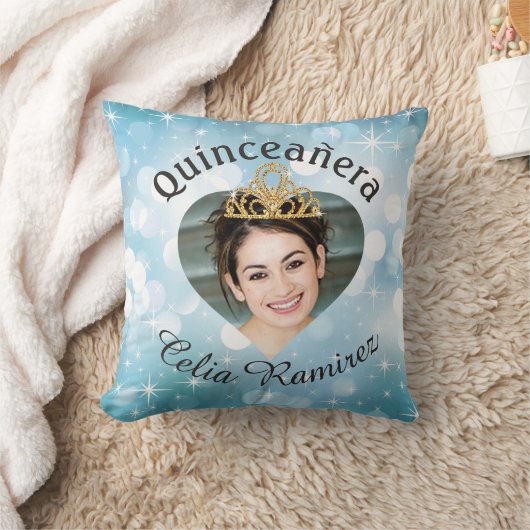Bling Quinceanera Photo Heart Cutout Keepomwille Kussen (Deken)