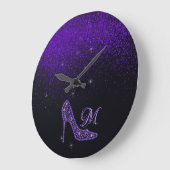 Bling Sparkle Diamond Glitter High Heels Paars Grote Klok (Hoek)