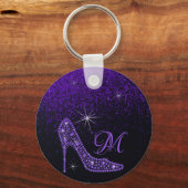 Bling Sparkle Diamond Glitter High Heels Paars Sleutelhanger (Voorkant)