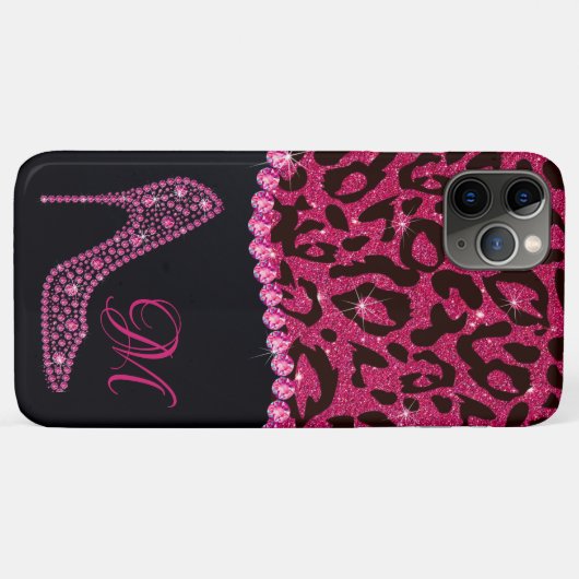 Bling Sparkle Diamond Glitter Leopard Pink Case-Mate iPhone Case (Achterkant (horizontaal))