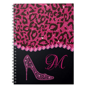 Bling Sparkle Diamond Glitter Leopard Pink Notitieboek