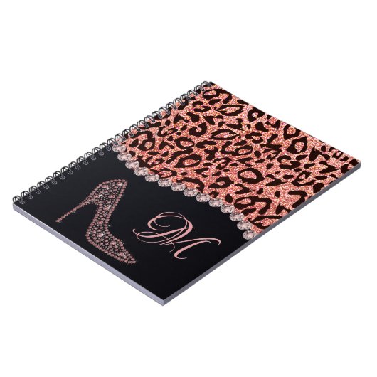 Bling Sparkle Diamond Glitter Leopard Roos Gold Notitieboek (Linkerzijde)