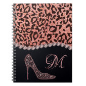 Bling Sparkle Diamond Glitter Leopard Roos Gold Notitieboek (Voorkant)