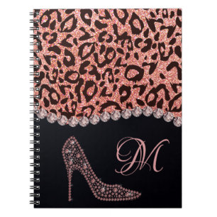 Bling Sparkle Diamond Glitter Leopard Roos Gold Notitieboek
