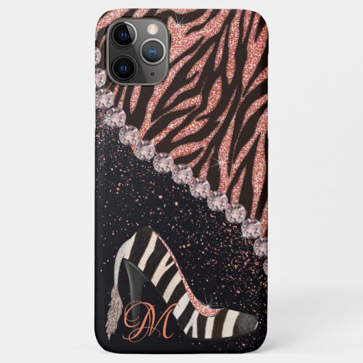 Bling Sparkle Diamond Glitter Zebra Roos Gold Case-Mate iPhone Case (Achterkant)
