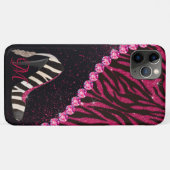 Bling Sparkle Diamond Glitter Zebra Roze Case-Mate iPhone Case (Achterkant (horizontaal))