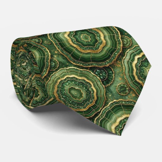 Bling & Sparkle | Forest Groen Gouden Geode Nekban Stropdas (Opgerold)
