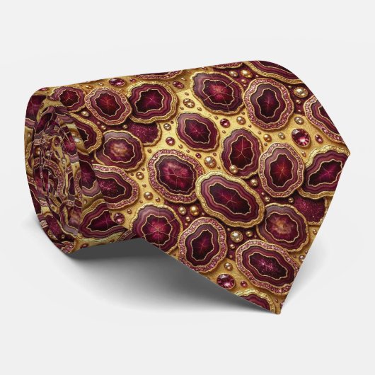 Bling & Sparkle | Luxe Bourgondische Geode Halsban Stropdas (Opgerold)