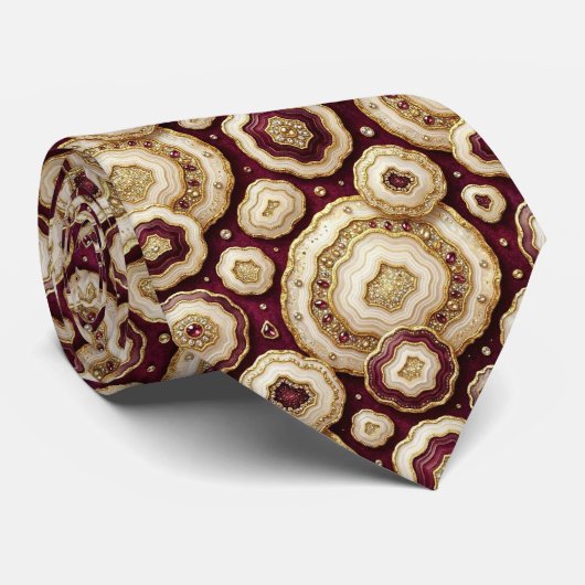 Bling & Sparkle | Luxe Bourgondische Geode Halsban Stropdas (Opgerold)